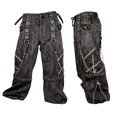 Prime Quality Bondage Gothic Wax Cotton Mens Cyber Rave Techno Jeans Punk Shorts Biker Pants Unisex