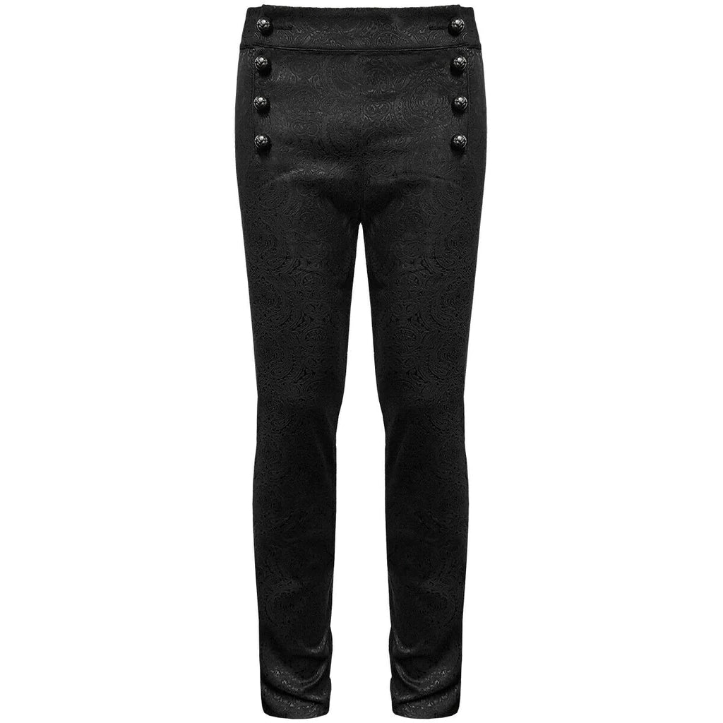 Prime Quality Mens Gothic Alastor Steampunk Black Brocade Dress Pants