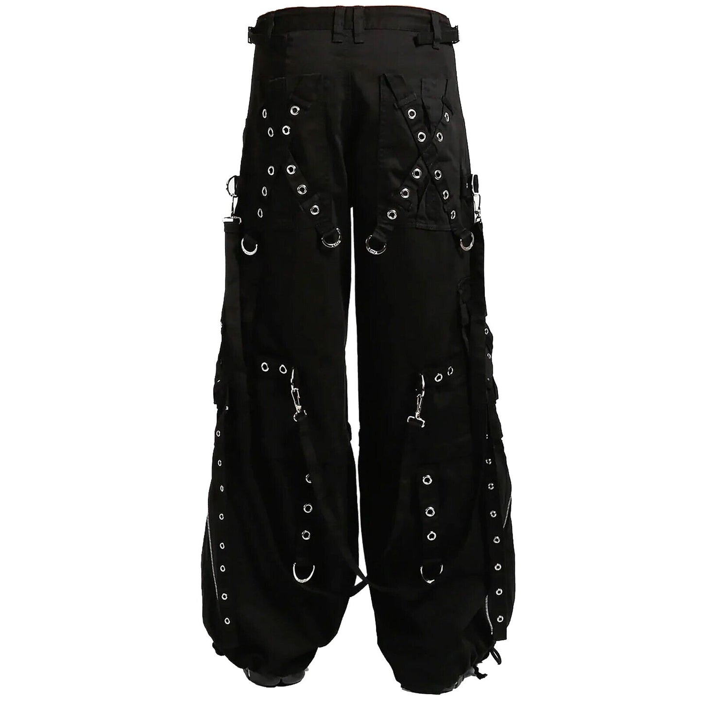 Gothic Mens Black Gothic X Strap Zip Off Punk Rave Pants