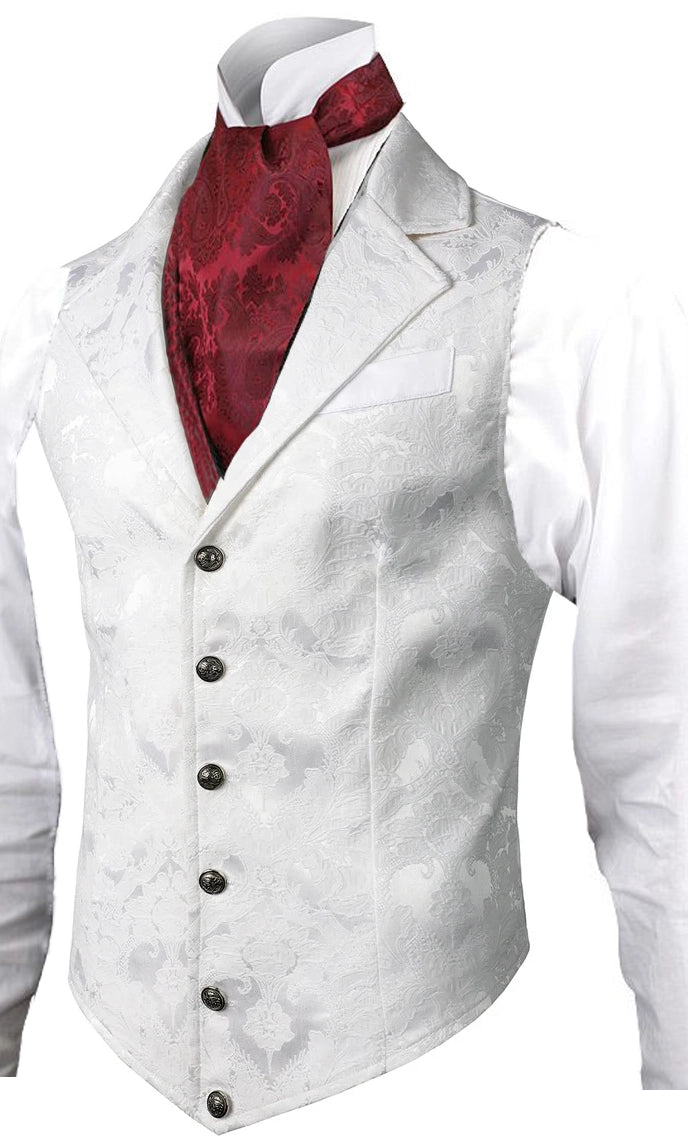 Handmade White Mens Victorian Suit Gentleman Vest Steampunk Gothic Waistcoat