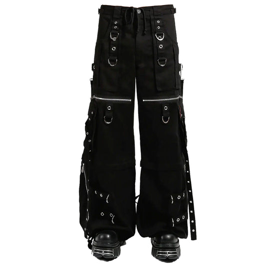 Gothic Mens Black Gothic X Strap Zip Off Punk Rave Pants