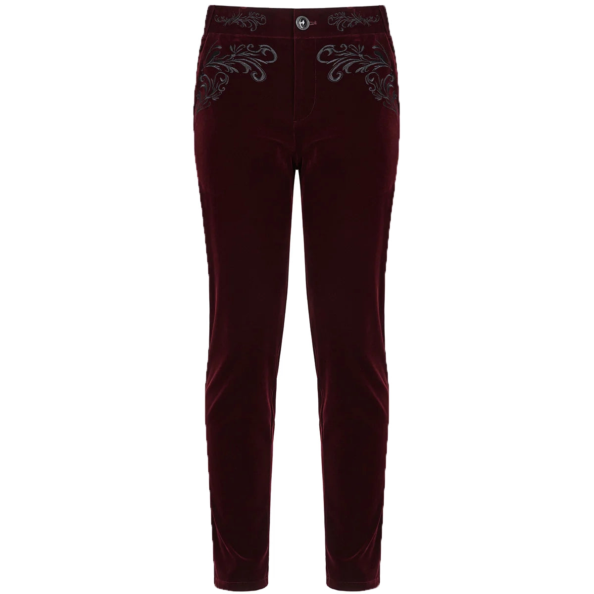 Mens Red Velvet Embroidery Gothic Regency Dress Pants Velvet Pant