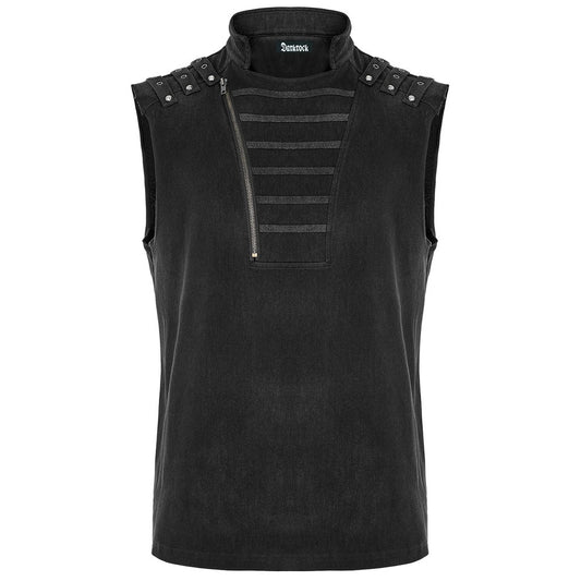 Gothic Mens Dark Gothic Zip Up Tank Top Vest