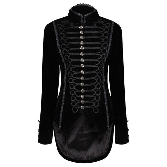 Women’s Handmade Black Velvet Gothic Victorian Steampunk Gothic Long Coat