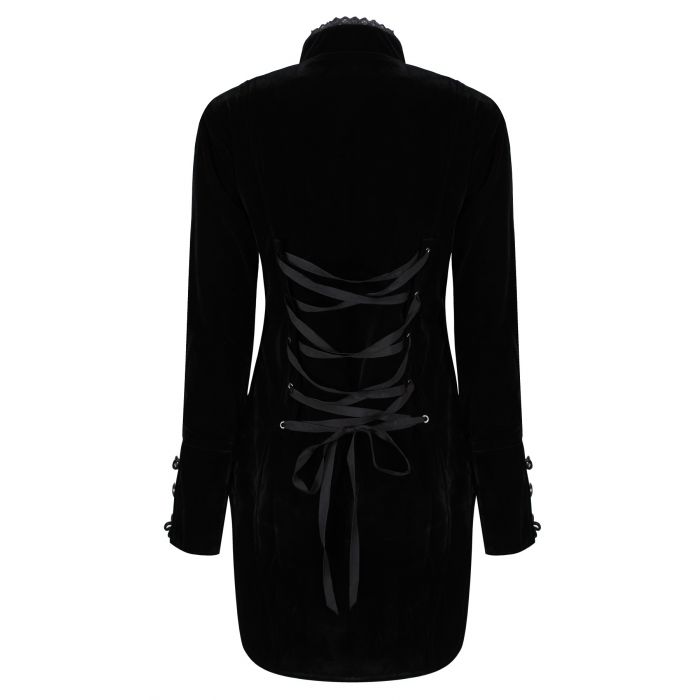 Women’s Handmade Black Velvet Gothic Victorian Steampunk Gothic Long Coat