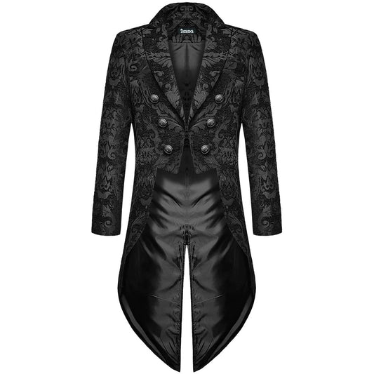 Gothic Devil Fashion Cavalier Men’s Steampunk Tailcoat Black Damask